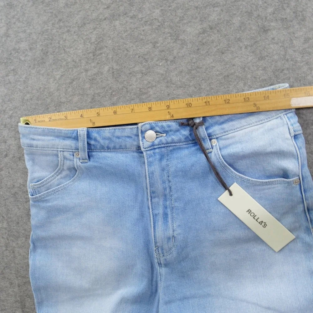 Rollas Dusters Jeans Womens 30 Blue Bootcut Crop High Rise Distressed Light New